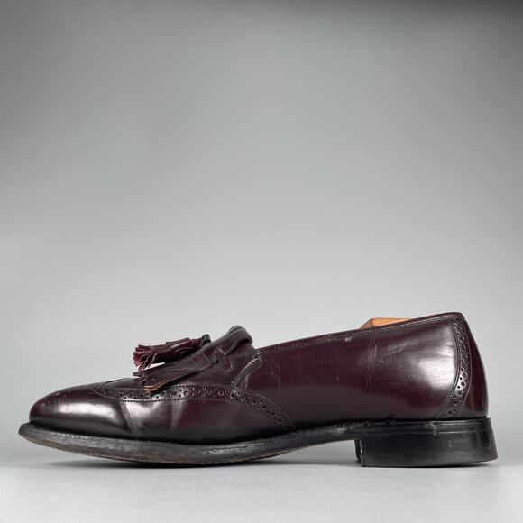 Johnston Murphy Optima Men\'s 9 E Burgundy Leather Slip On Kilt Tassel Loafer GUC main image 7